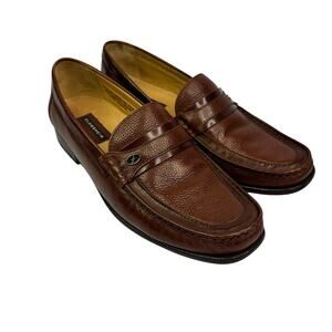 Florsheim Brown loafers w/ F medallian accent Size 11